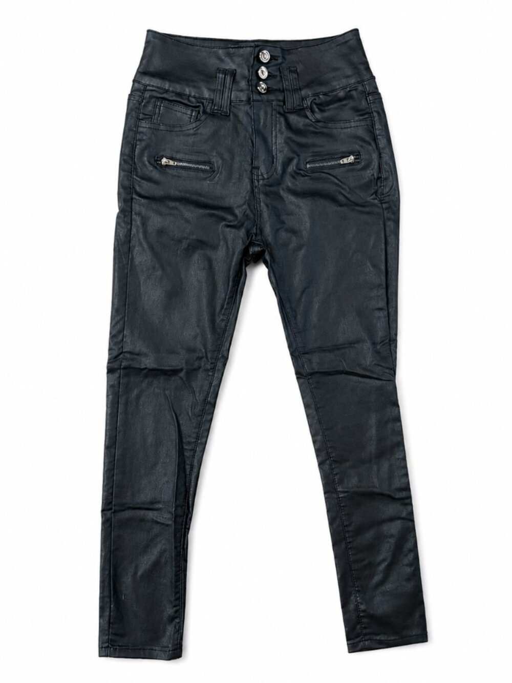 Black High Waist Skinny Pants Moto Faux Leather Size M
